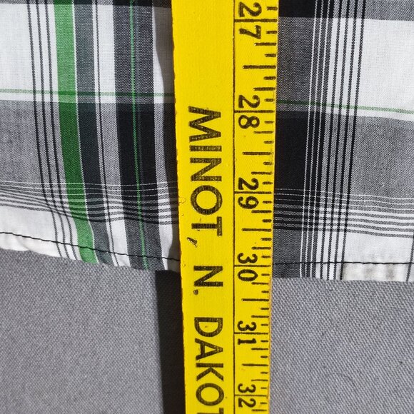 Machine button down shirt men's XL white grey checks western style front decor - Picture 9 of 9